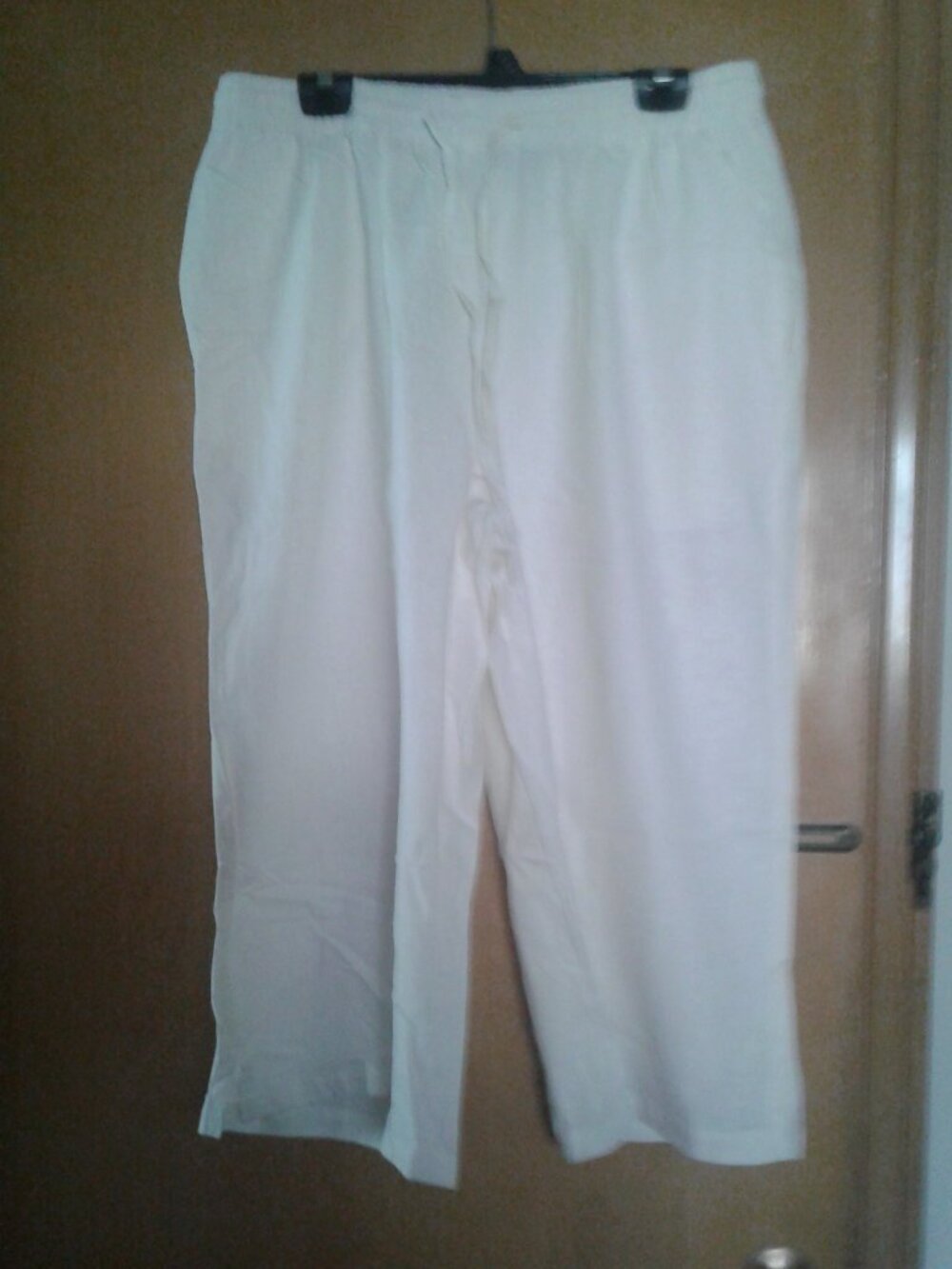 Woman Within Off White Drawstring Linen Blend Capri Pants NWT Size 22W